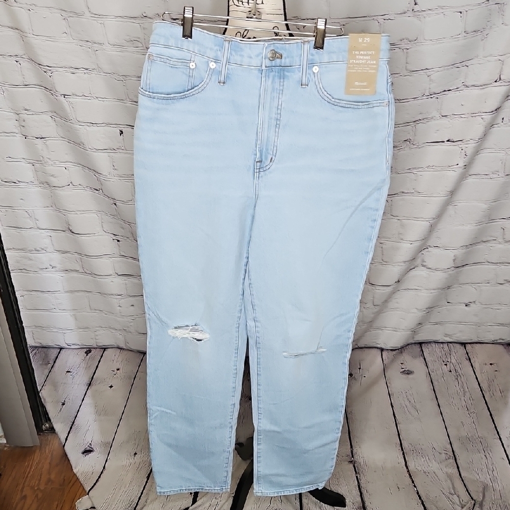 Madewell The Perfect Vintage Straight Leg High Rise Jean Light Wash NWT Size 29